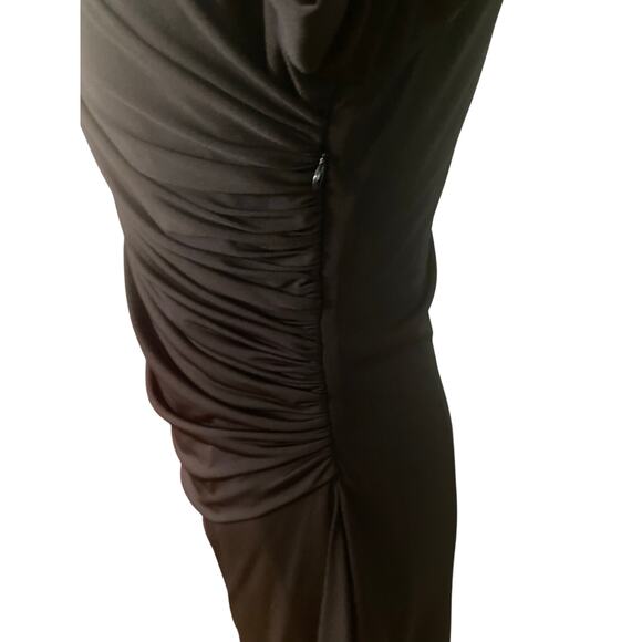 David Meister Black Draped Ruched Long Sleeve Stretch Dress Size 10 LBD - Picture 5 of 9